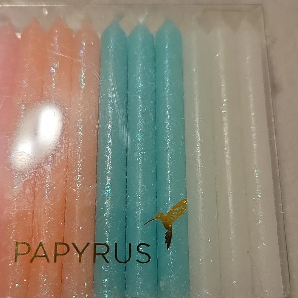 New 2 PAPYRUS 24 Glittery Pastel Candles